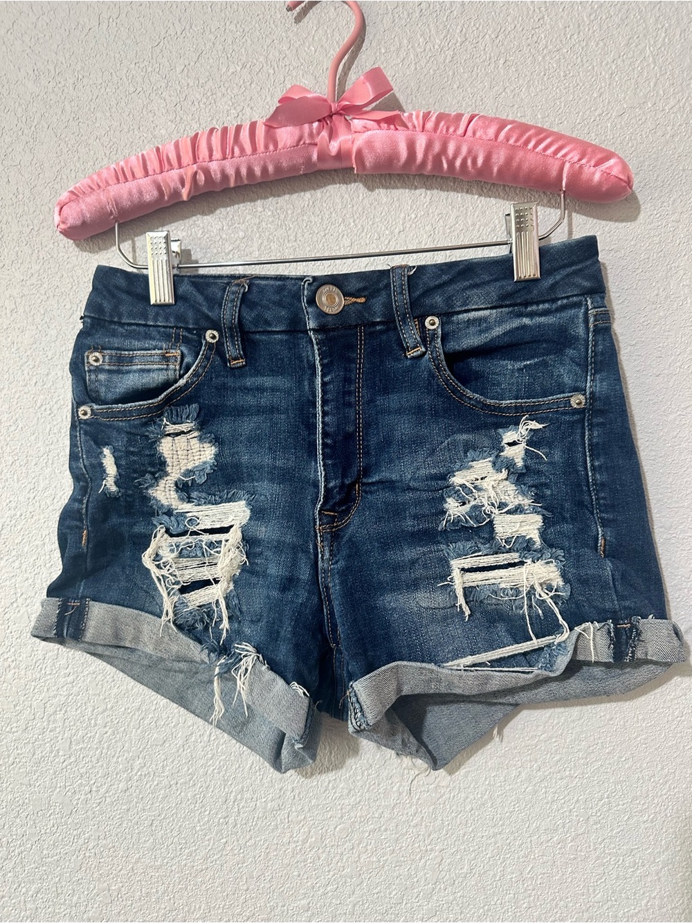 Rue21 Dark Blue Distressed Denim Cutoff Shorts